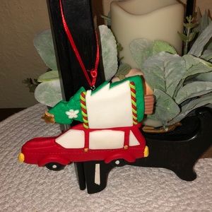 Christmas Ornament..Station Wagon w/Tree